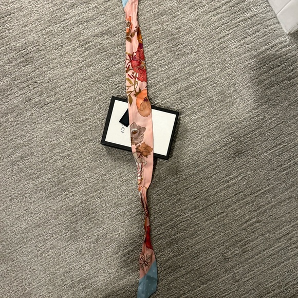 Gucci Pink and Orange Floral Silk Scarf - Picture 1 of 3